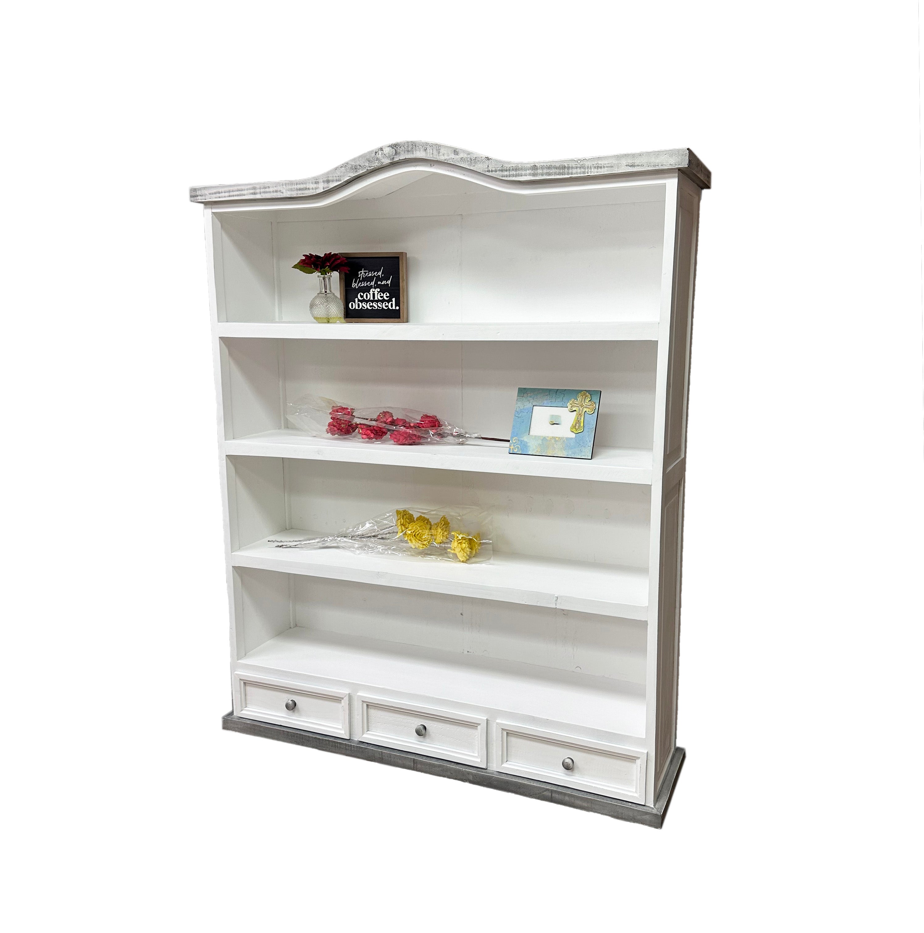Providence 3 Drawer Bookcase Rustic Furniture Depot