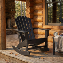 Load image into Gallery viewer, Black Adirondack Rocking Outdoor Chair