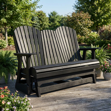 Load image into Gallery viewer, Black Adirondack Loveseat Rocker