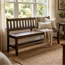 Load image into Gallery viewer, Distressed Backed Bench