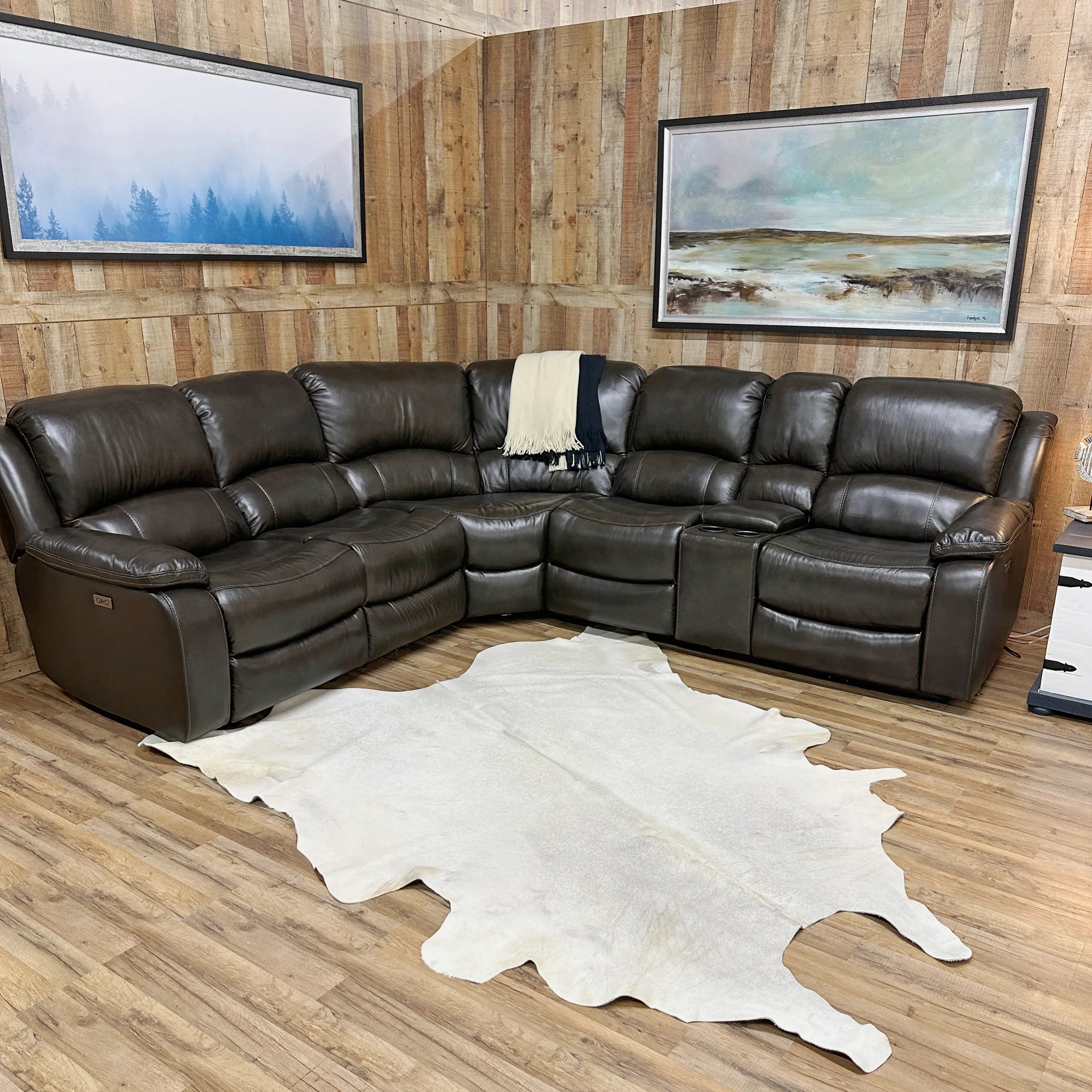 Palisade Power Leather Sectional Rustic Furniture Depot