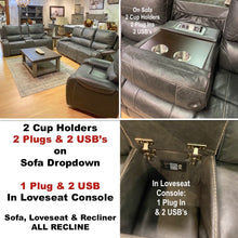 Load image into Gallery viewer, Steel Reclining Sofa Set