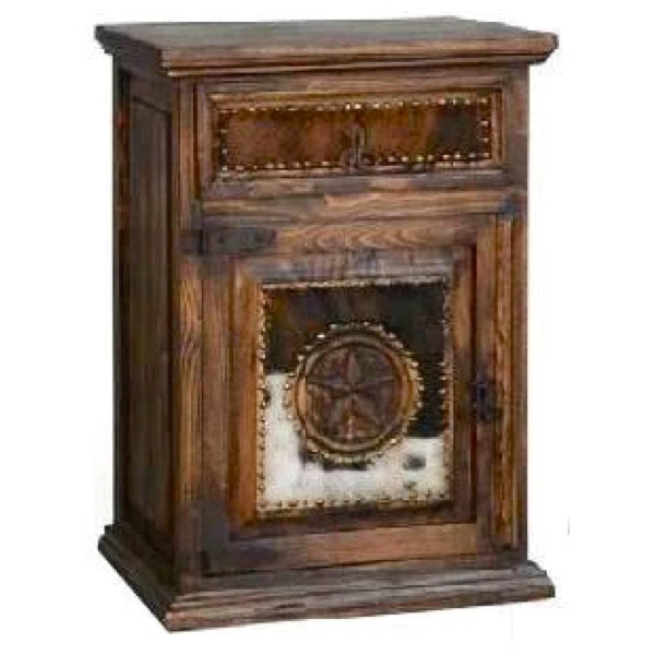 Cowhide Nightstand Rustic Furniture Depot