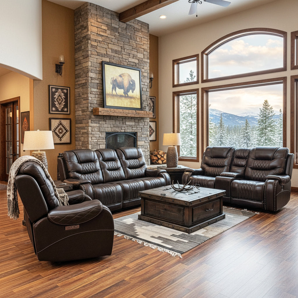 Maverick Power Leather Sofa Set