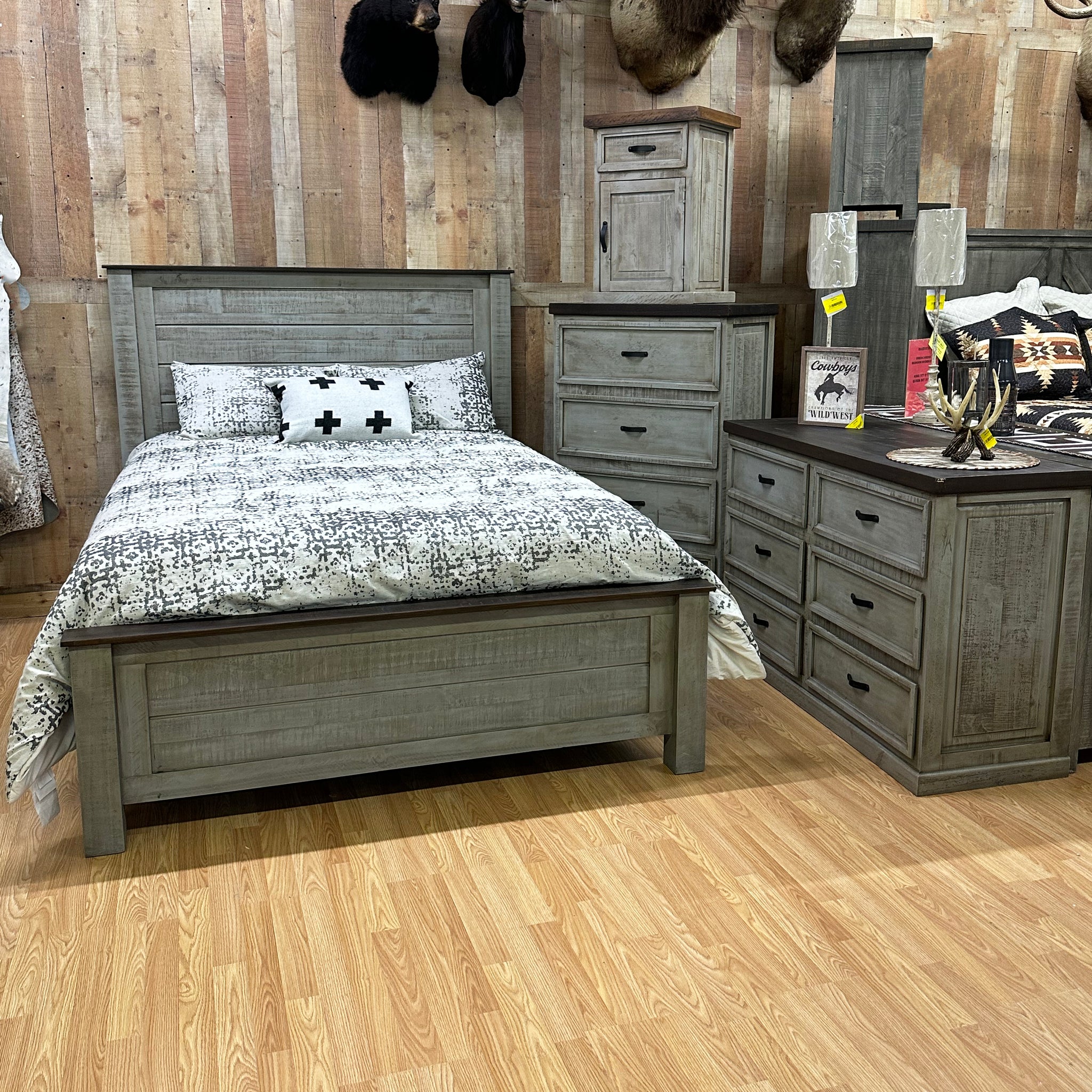 rustic grey dresser and nightstand set Best Quality Furniture Anastasia 4-Piece Bedroom Set