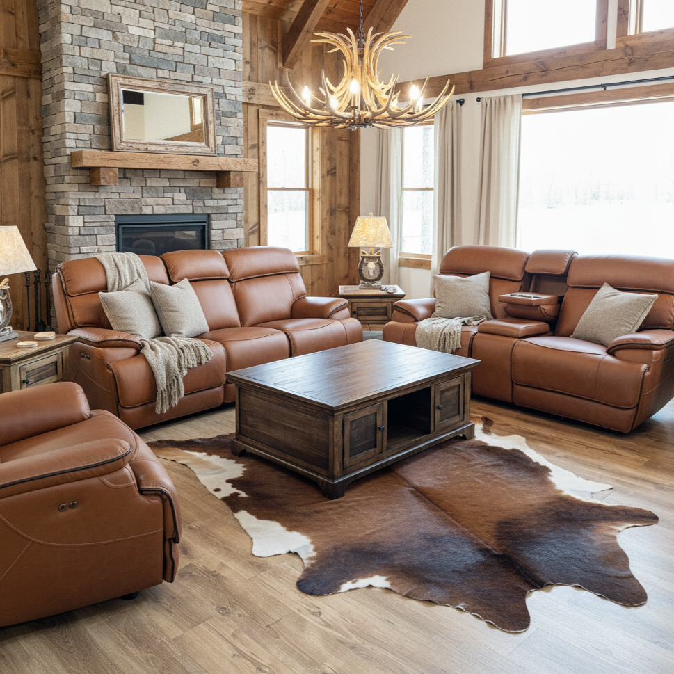 Bronco Leather Reclining Sofa Set