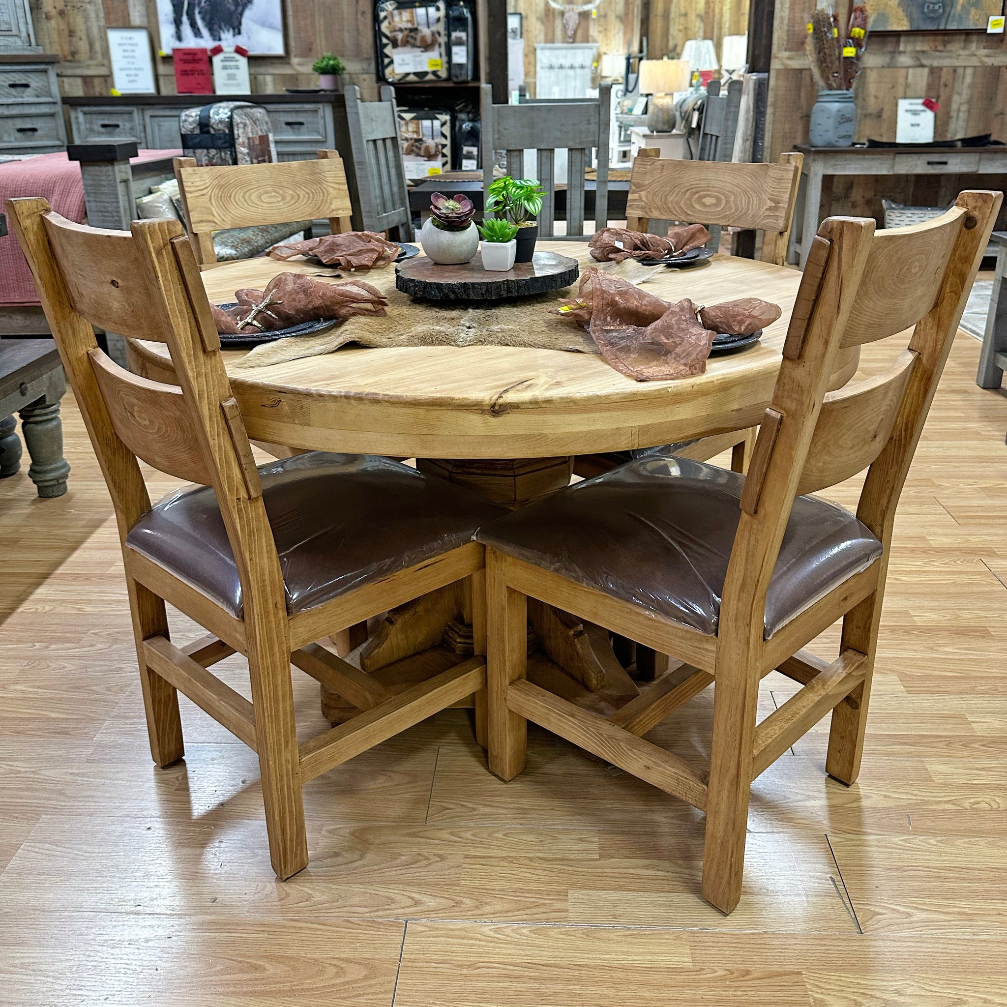 Round Rustic Dining Set Sierra Round Dining Set – Rustic Furniture Depot