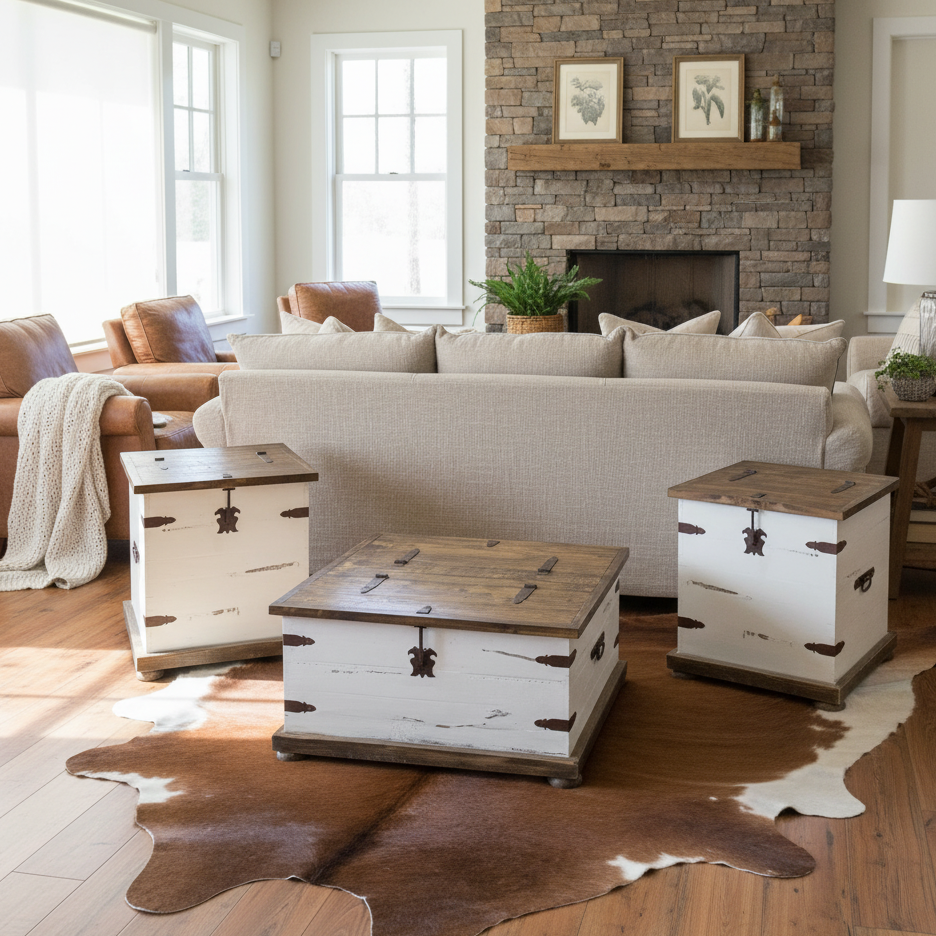 Farmhouse Trunk Coffee Table Set