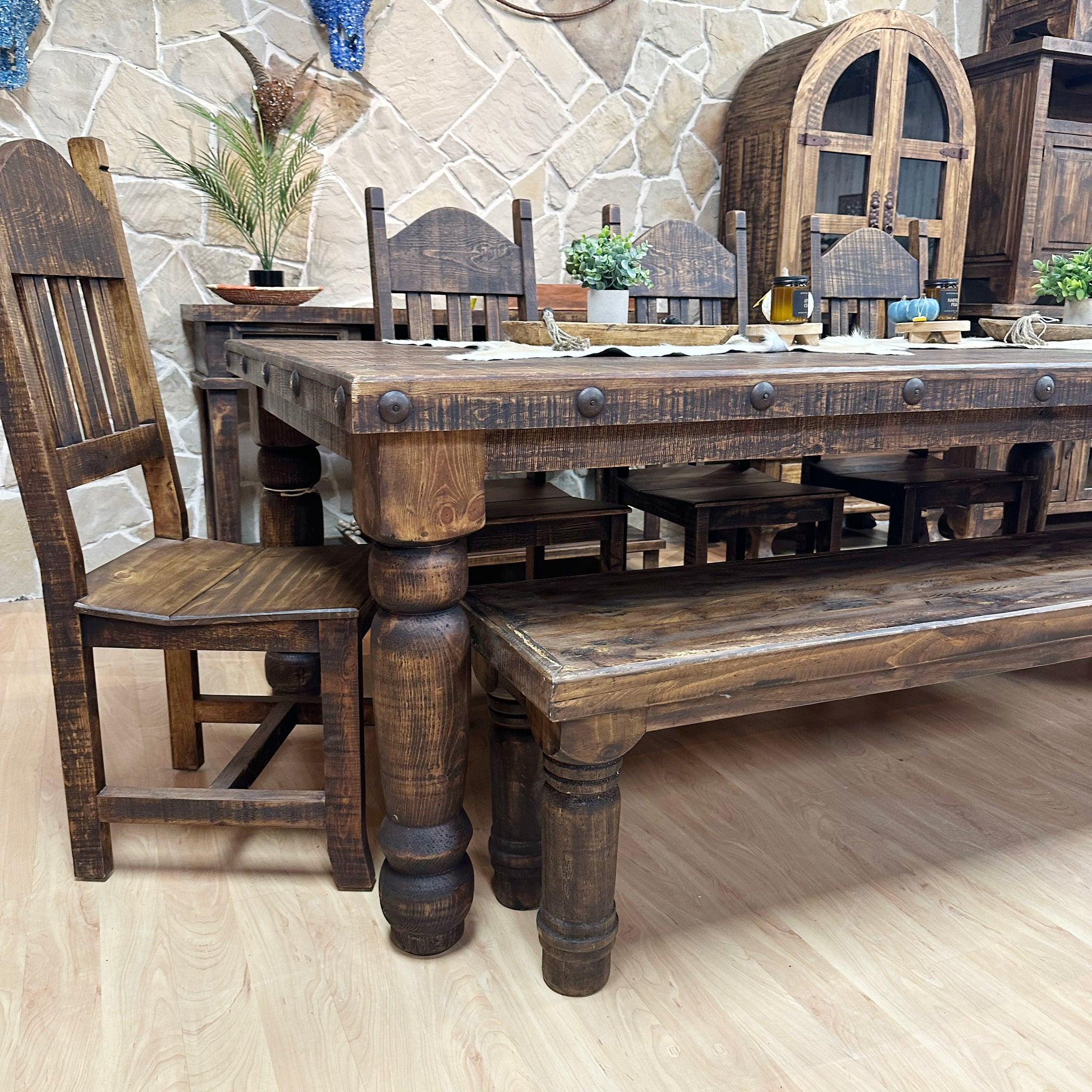 Poderosa Ranch Set Ponderosa 8' Dining Set – Rustic Furniture Depot