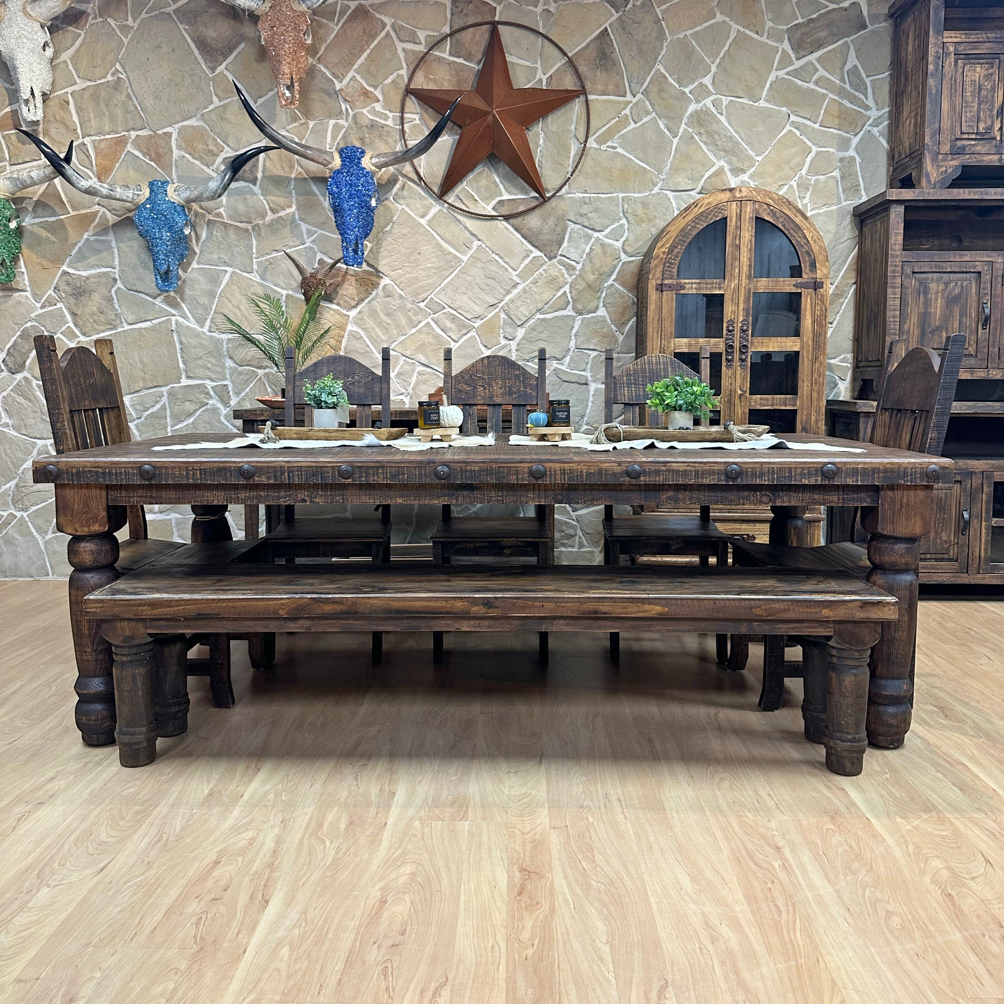 Poderosa Ranch Set Ponderosa 8' Dining Set – Rustic Furniture Depot