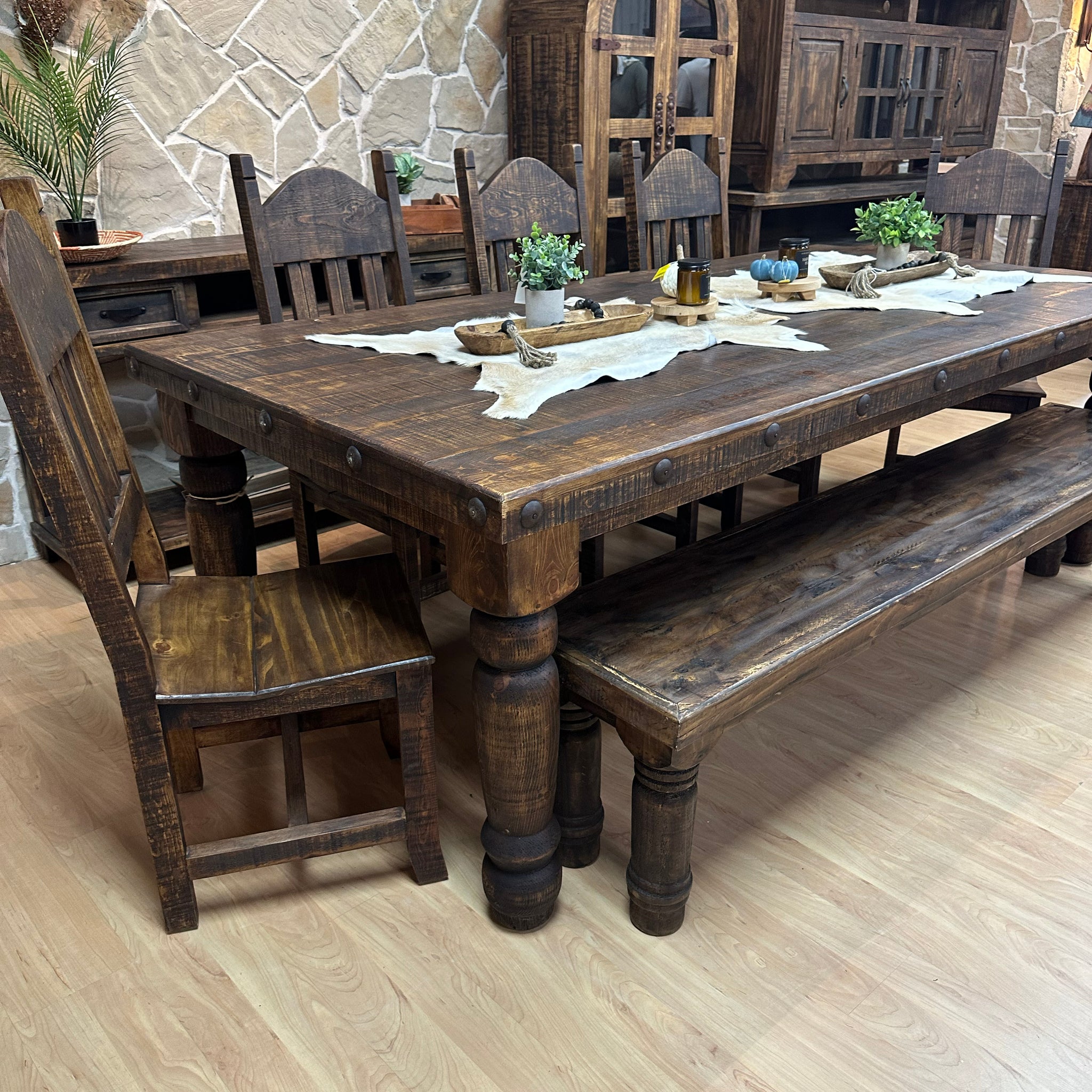 Poderosa Ranch Set Ponderosa 8' Dining Set – Rustic Furniture Depot