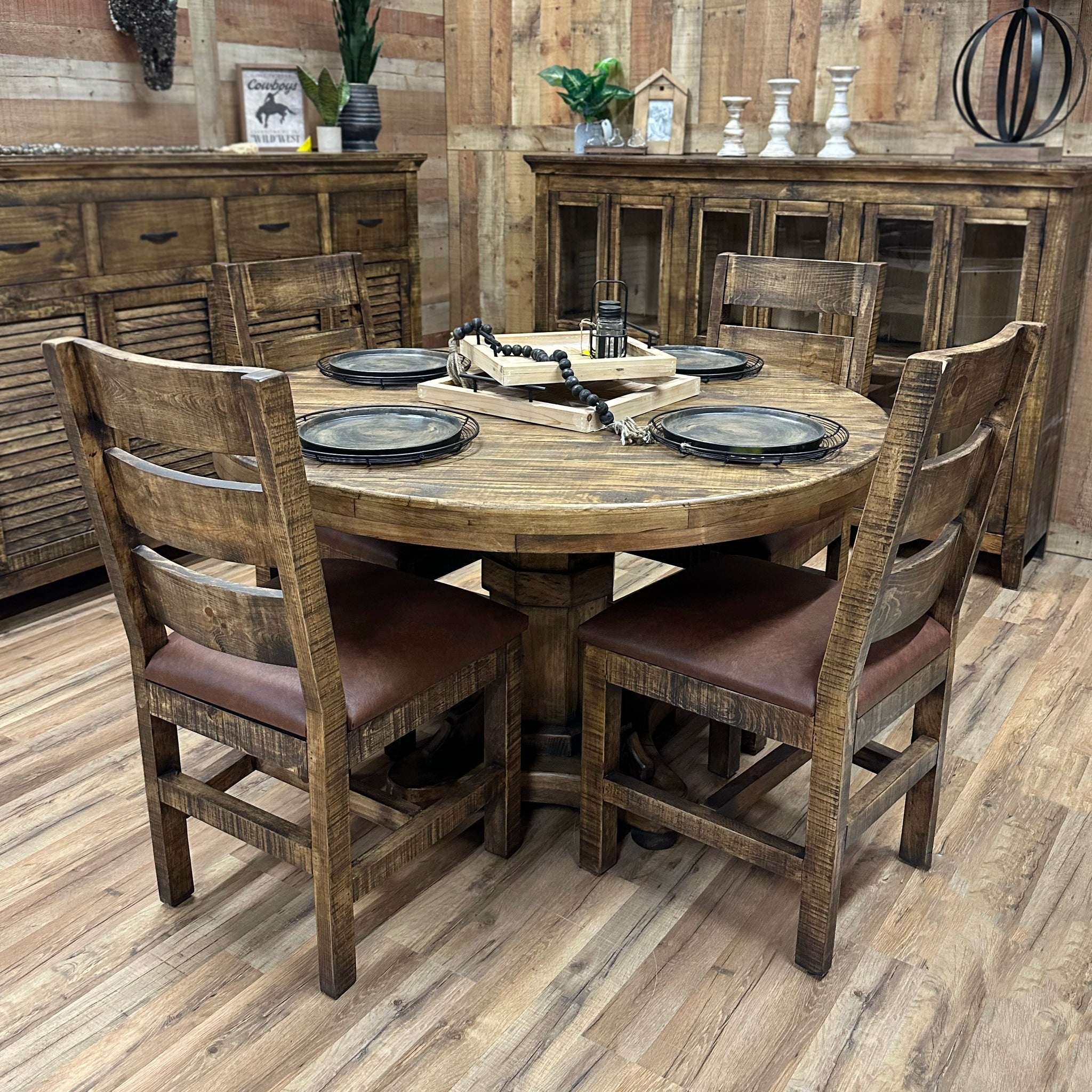 Farmhouse Dining Round Dining Room Table With Bench Modern Rustic