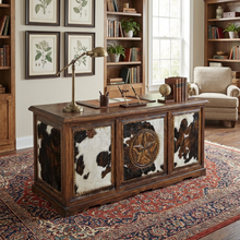Load image into Gallery viewer, Cowhide Executive Desk
