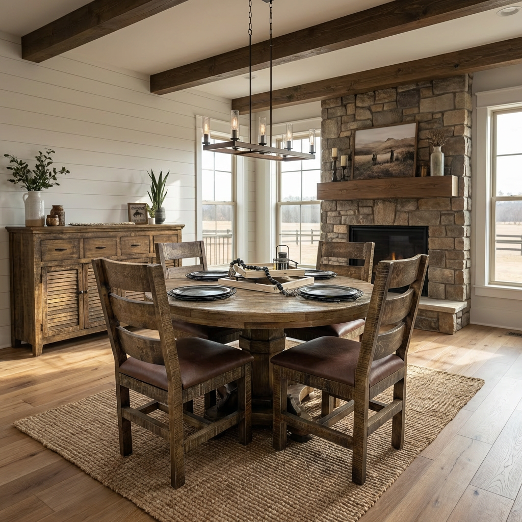 Round Rustic Dining Set Modern Rustic Round Dining Set – Rustic Furniture Depot