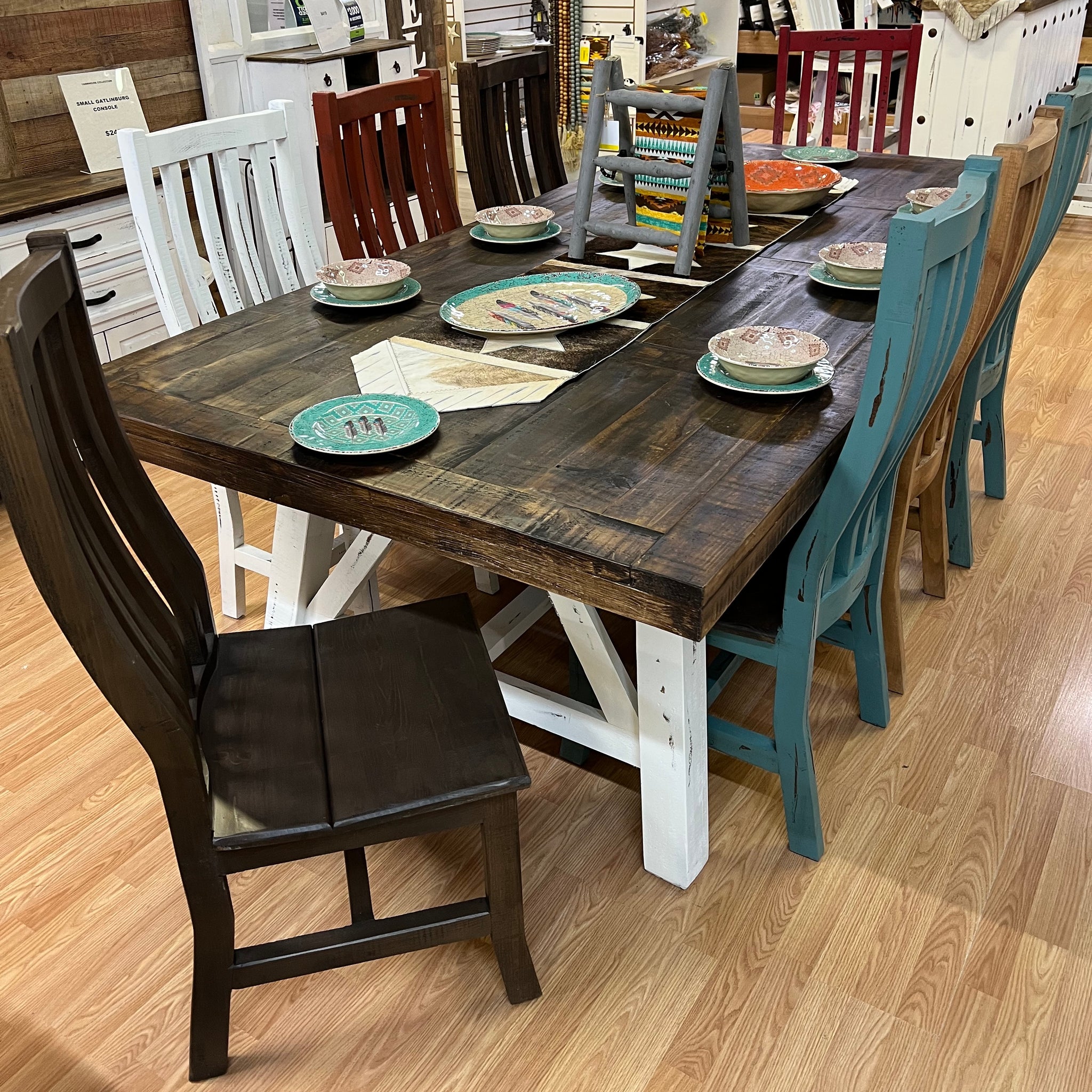 Multicolor Rustic Dining Branson 8' Multicolor Dining Set – Rustic Furniture Depot