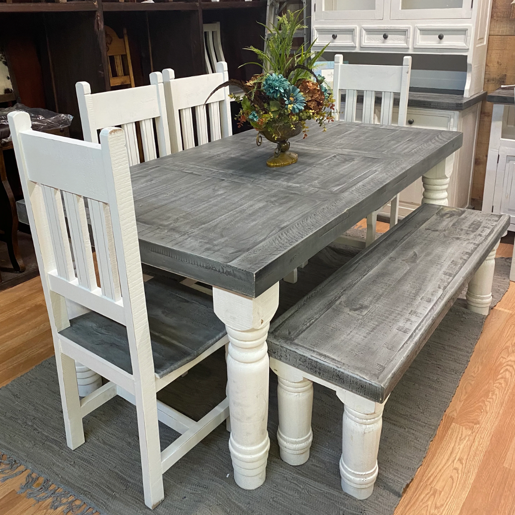 Gray Dining Room Farmhouse Slate Farmhouse Table Set – Rustic