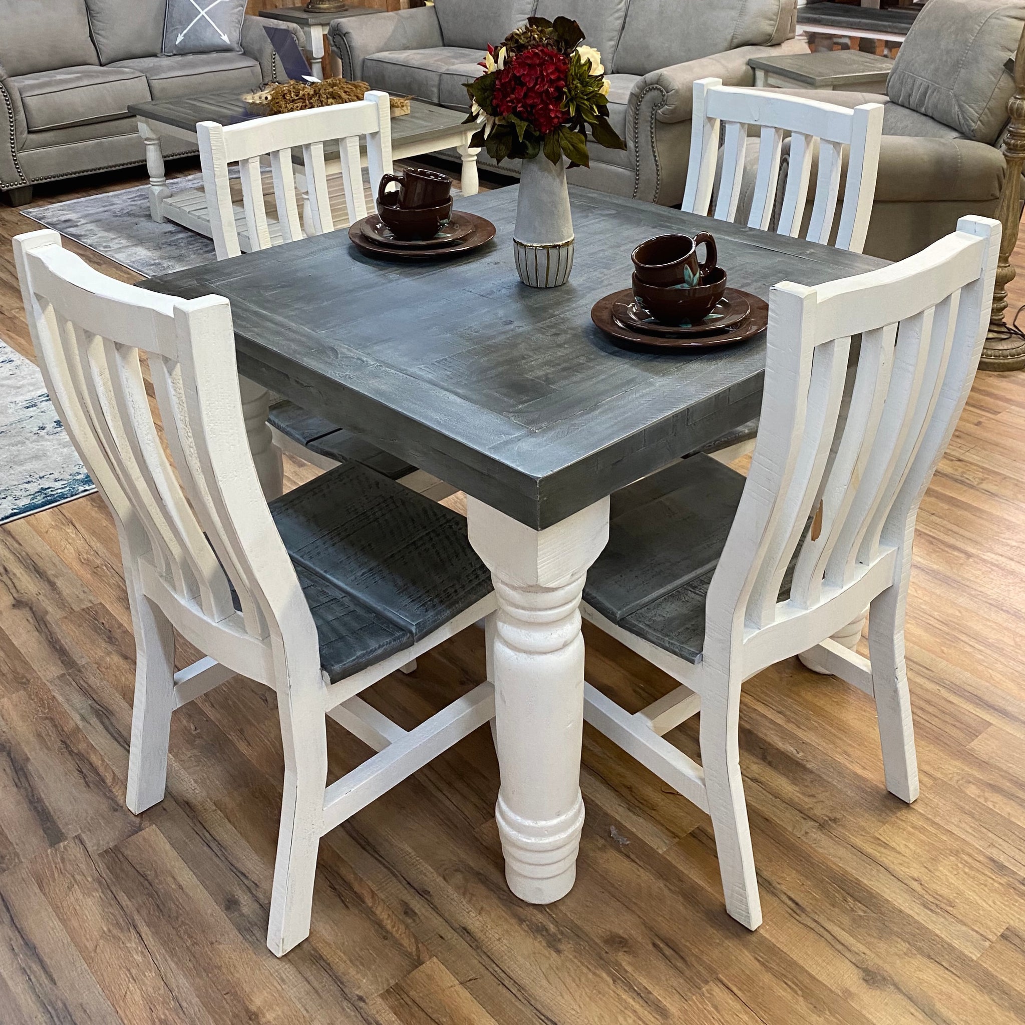 Farmhouse Table Square Table With Benches Farmhouse Tables Gray