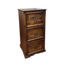Load image into Gallery viewer, Dark Stain Rustic 3 Drawer Filing Cabinet
